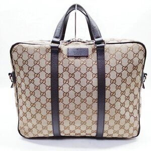 Authentic Gucci Hand Bag Brown Canvas mn379-012426